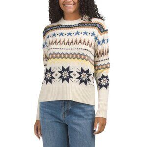 COTTON EMPORIUM Ivory Fairisle Crew Neck Sweater